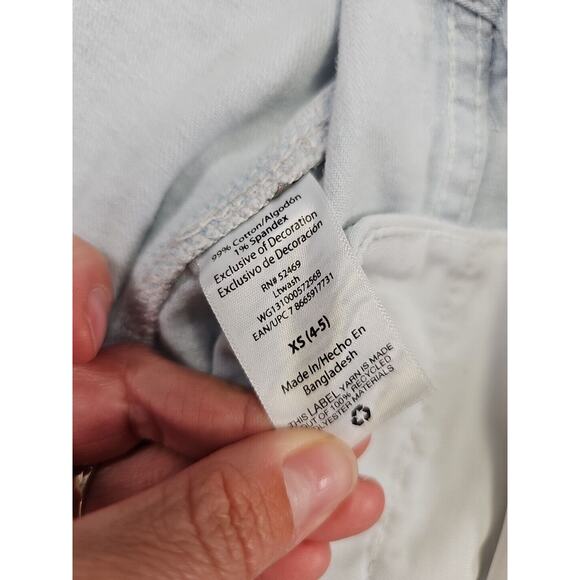 Jean Jacket Girls XS 4/5 Light Wash Denim Star Patches Stretch - Picture 5 of 7